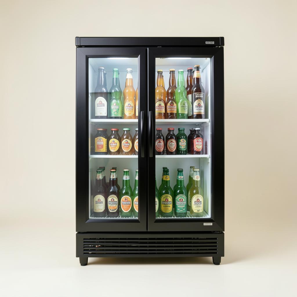 Cervejeira expositora de porta de vidro com bebidas geladas